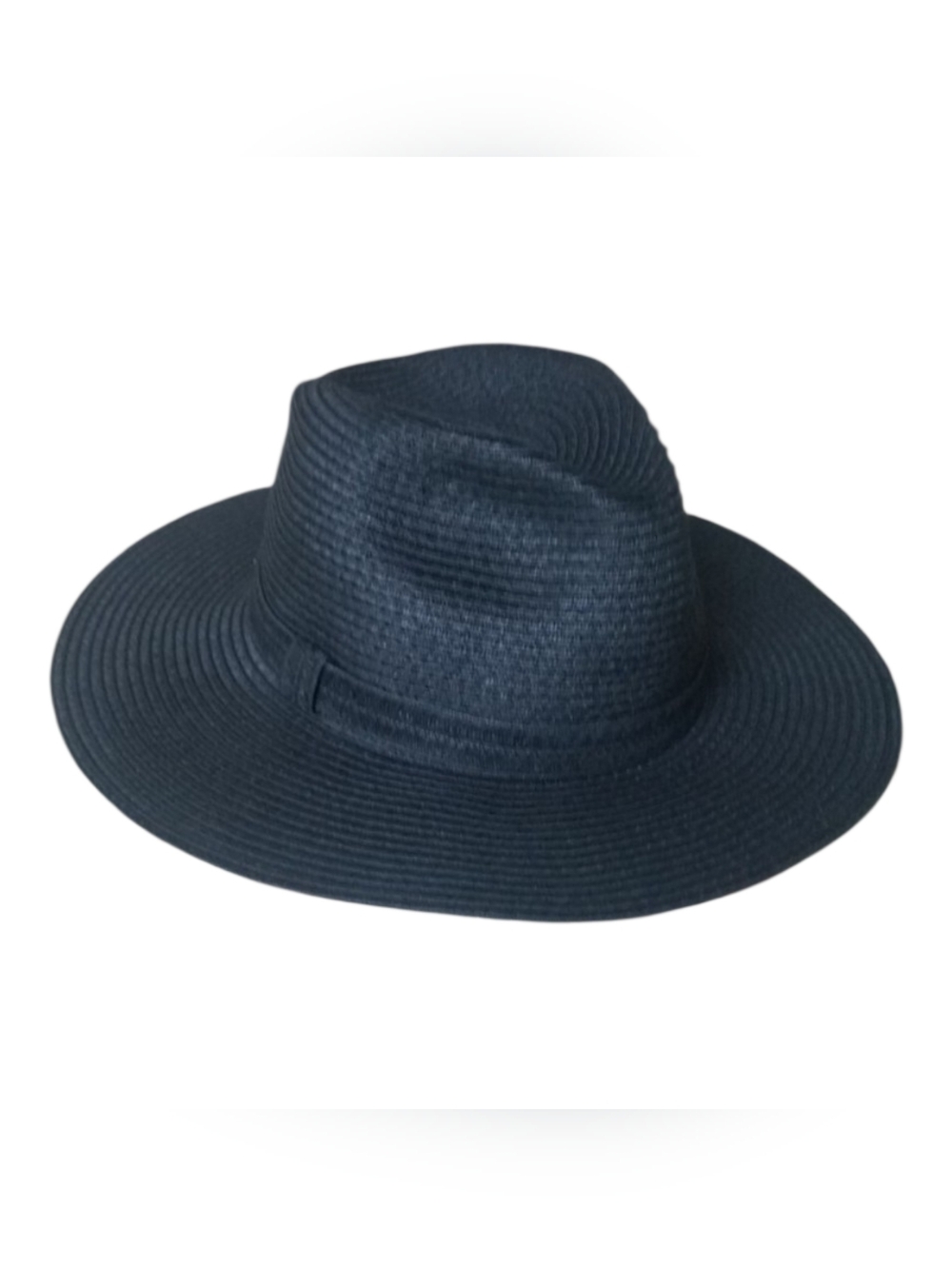 Shade & Shore Black Wide-Brim Straw Fedora Nwt